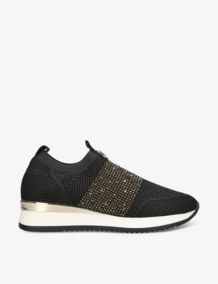 Carvela Janeiro Crystal-embellished Woven Low-top Trainers In Blk/other