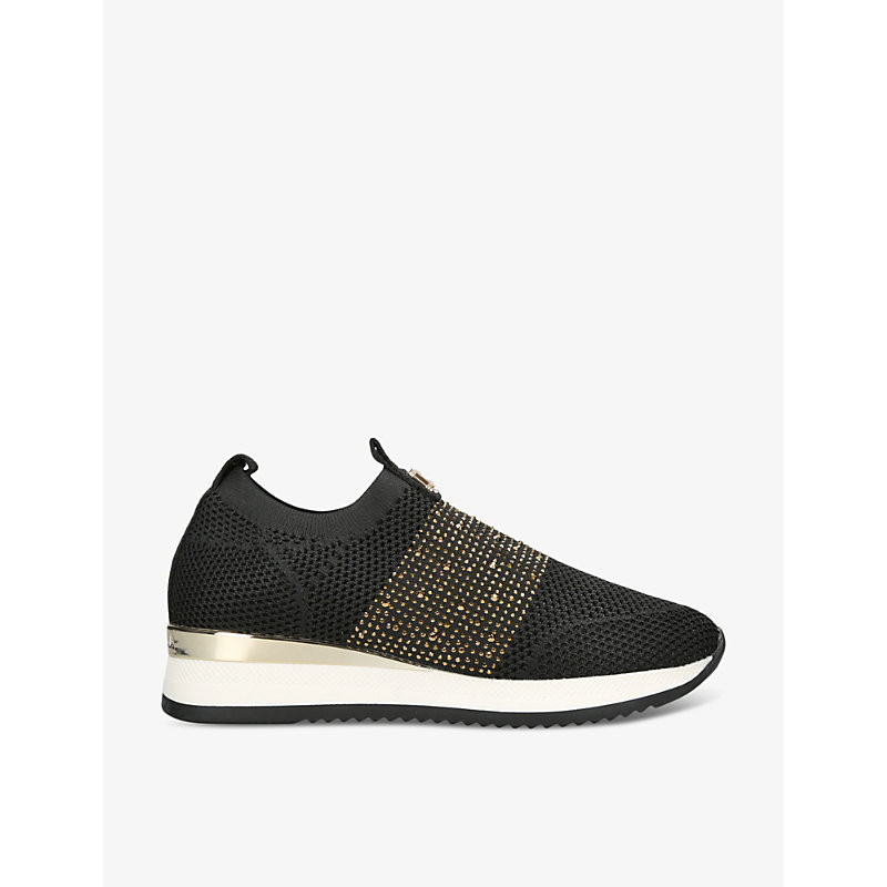 Carvela Janeiro Crystal-embellished Woven Low-top Trainers In Blk/other