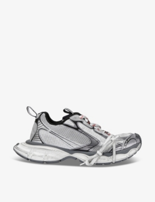 Balenciaga 3xl Distressed-mesh Trainers In Silver