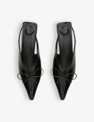 Shop Jacquemus Women's Black Les Slingbacks Cubisto Basses Leather Heeled Courts