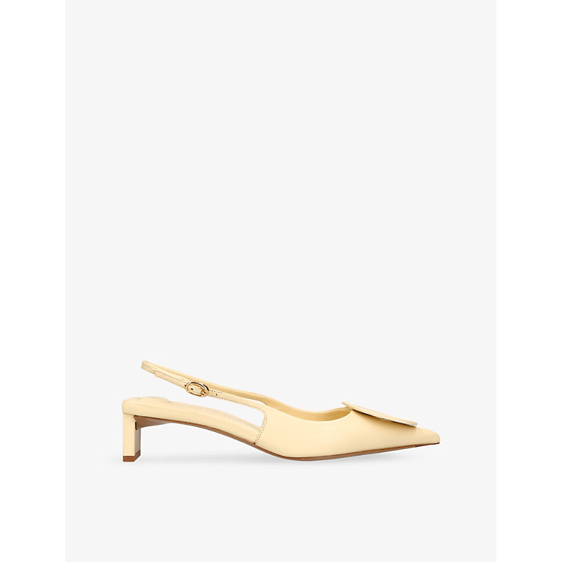 Jacquemus Womens Cream Les Slingbacks Duelo Basses Leather Heeled Courts