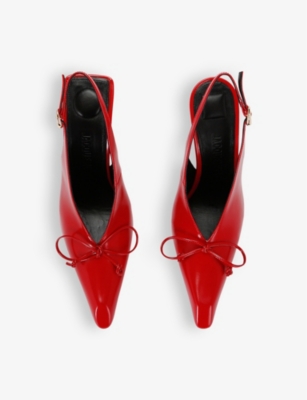 Shop Jacquemus Womens Red Les Slingbacks Cubisto Hautes Leather Heeled Courts