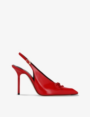 JACQUEMUS JACQUEMUS WOMEN'S RED LES SLINGBACKS CUBISTO HAUTES LEATHER HEELED COURTS