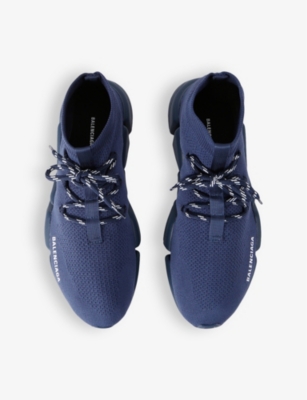 Shop Balenciaga Men's Navy Men's Speed 2.0 Lace-up Stretch-knit Low-top Trainers
