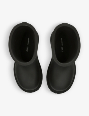 Shop Balenciaga Men's Black Steroid Logo-embossed Rubber Boots