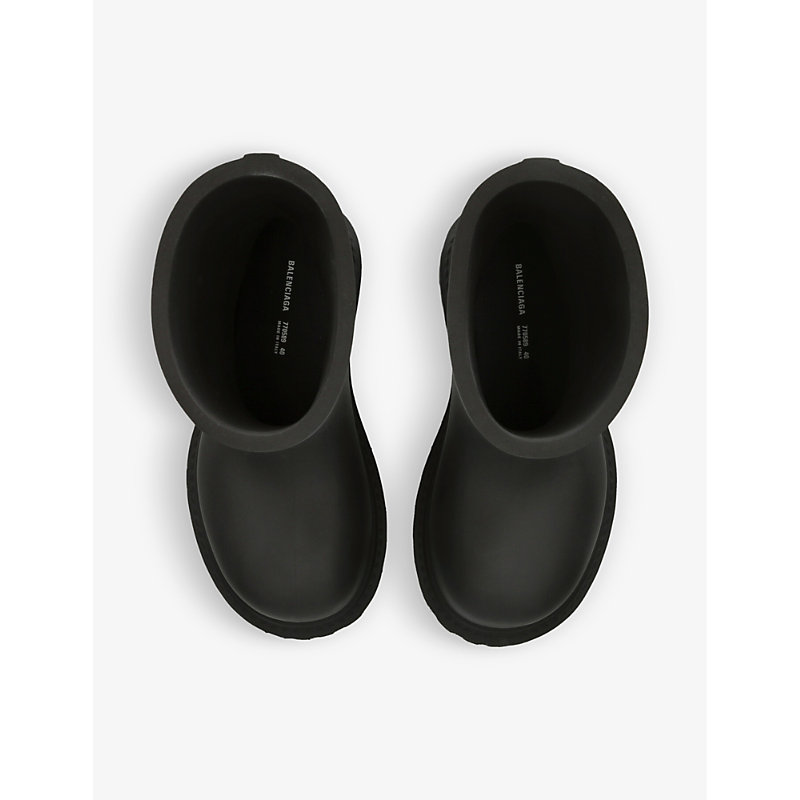 Shop Balenciaga Mens Black Steroid Logo-embossed Rubber Boots