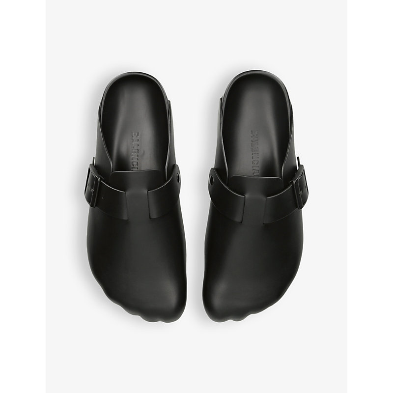 Shop Balenciaga Men's Black Sunday Leather Mules