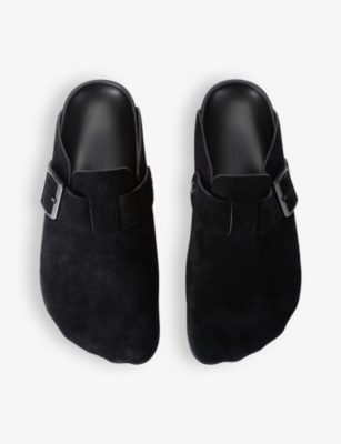 Shop Balenciaga Men's Black Sunday Suede Mules