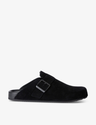 Shop Balenciaga Men's Black Sunday Suede Mules