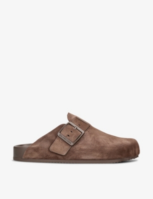 Shop Balenciaga Men's Taupe Sunday Suede Mules