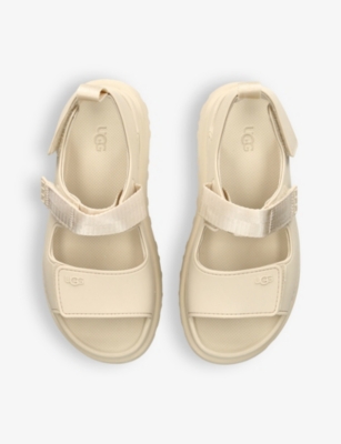 Shop Ugg Women's Beige Goldenglow Adjustable-strap Woven Sandals