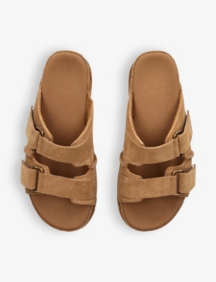 Shop Ugg Goldenstar Double-strap Suede Sandals In Tan