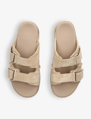 Shop Ugg Women's Beige Goldenstar Double-strap Suede Sandals