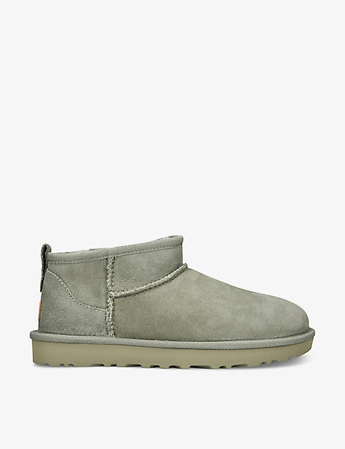 UGG: Classic Ultra Mini logo-patch suede and shearling ankle boots
