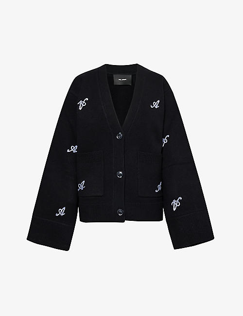 AXEL ARIGATO: Archive monogram-embroidered relaxed-fit wool-knit cardigan