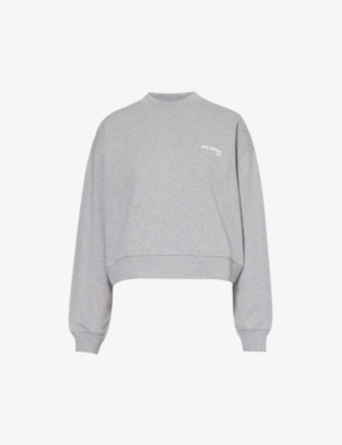 Shop Axel Arigato Women's Grey Melange Legacy Logo-embroidered Cotton-jersey Sweatshirt