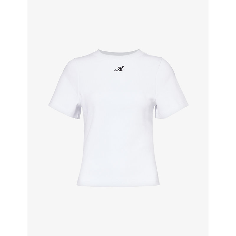 Shop Axel Arigato Script Logo-print Stretch-cotton T-shirt In White