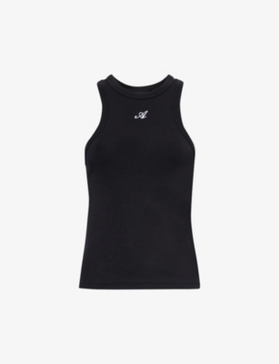 Shop Axel Arigato Women's Black Signature Logo-embroidered Stretch-cotton Top