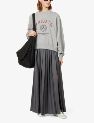 Shop Axel Arigato Women's Grey Melange University Logo-print Organic-cotton Sweatshirt