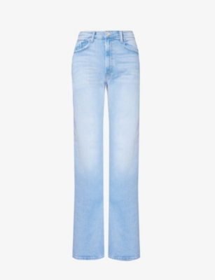 MOTHER: The Maven faded-wash wide-leg mid-rise stretch-denim jeans
