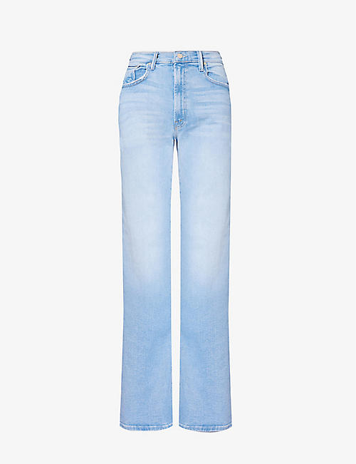 MOTHER: The Maven faded-wash wide-leg mid-rise stretch-denim jeans