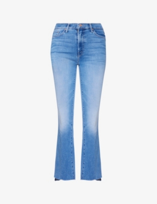 Mother Womens Out Of The Blue Insider Crop Faded-wash Straight-leg Mid-rise Stretch-denim Jeans