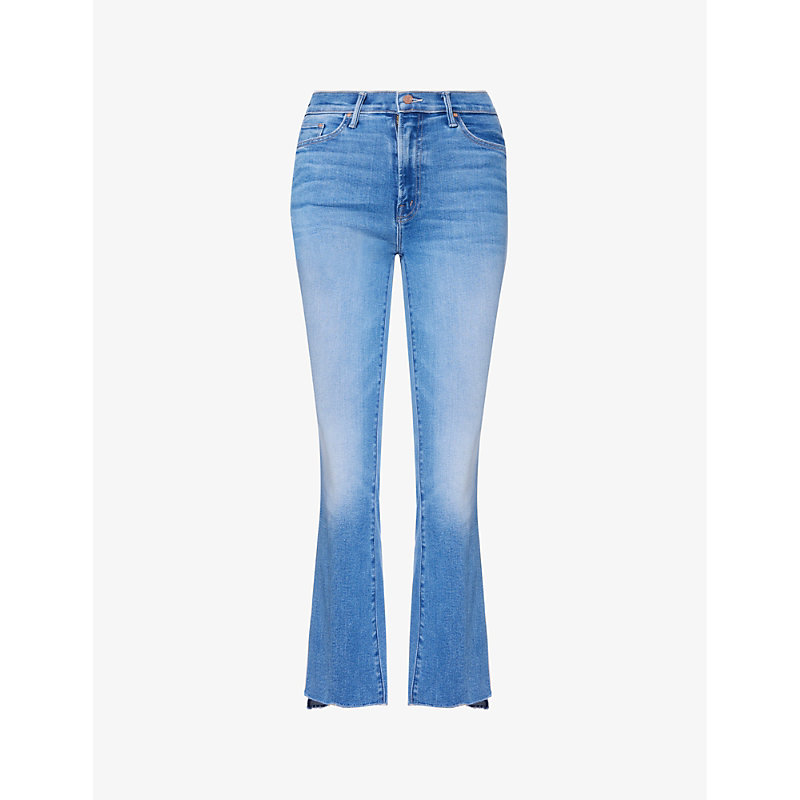 Mother Womens Out Of The Blue Insider Crop Faded-wash Straight-leg Mid-rise Stretch-denim Jeans