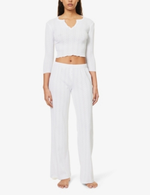 Cou Cou Intimates Womens 001 White Baby Slim-fit Organic-cotton Pyjama Top In 001 White