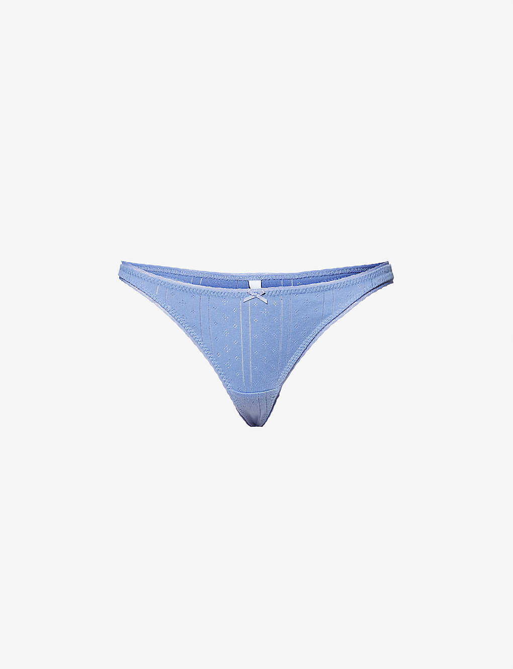 Cou Cou Intimates Womens French Blue Pointelle Mid-rise Organic-cotton Thong
