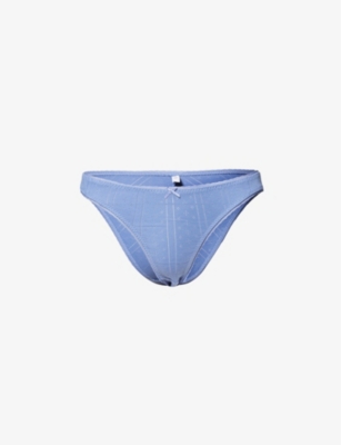 Cou Cou Intimates Womens French Blue Pointelle High-rise Organic-cotton  Briefs