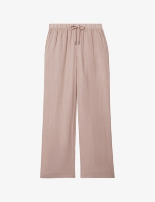 REISS: Cleo elasticated-waist wide-leg linen trousers