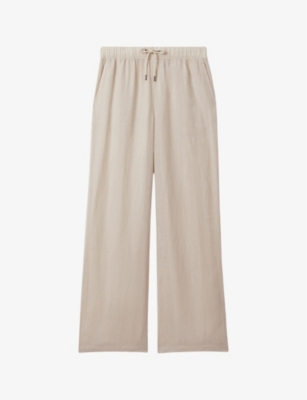 REISS: Cleo elasticated-waist wide-leg linen trousers