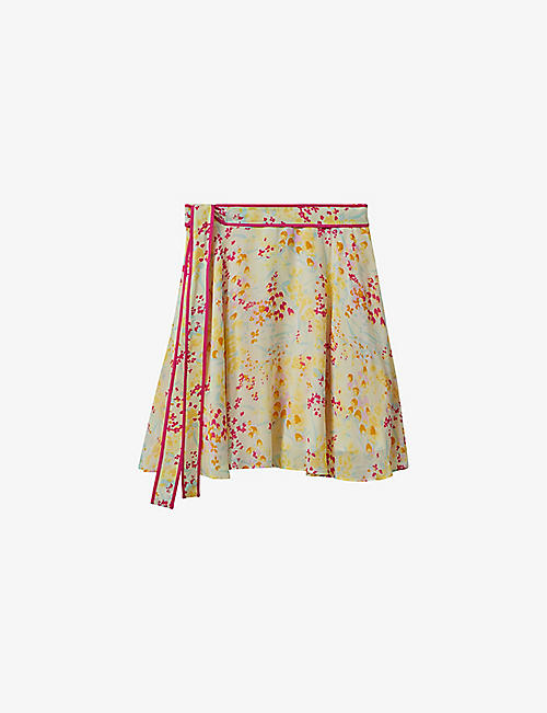 REISS: Lyla floral-print high-rise woven mini skirt