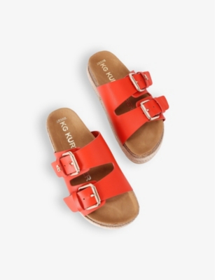 Kg Kurt Geiger Womens Orange Raquel Rope-sole Faux-leather Sandals In Orange