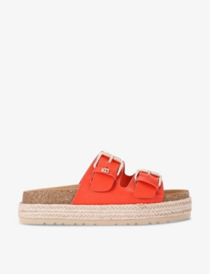 Kg Kurt Geiger Womens Orange Raquel Rope-sole Faux-leather Sandals In Orange