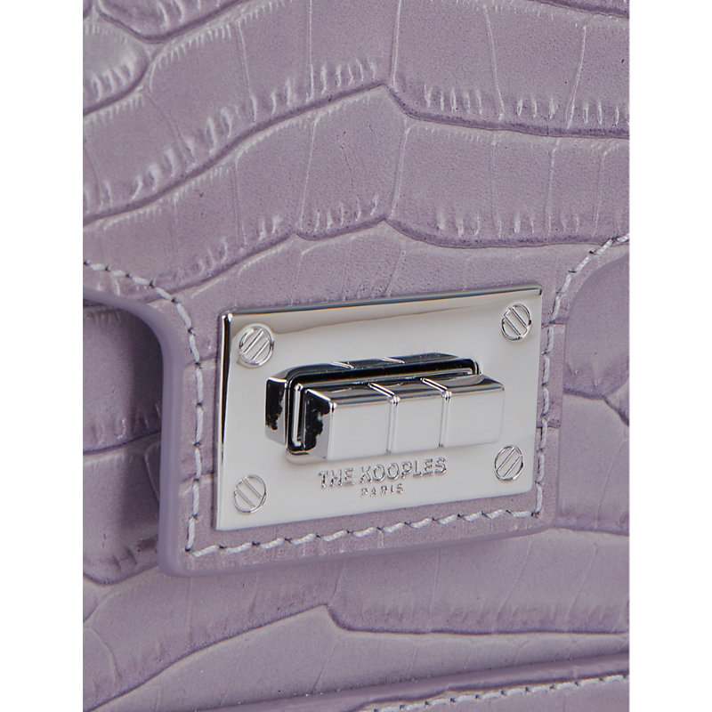 Shop The Kooples Women's Light Purple Small Emily Crocodile-effect Leather Cross-body Bag