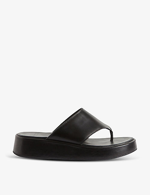 CLAUDIE PIERLOT: Wide thong-strap leather sandals