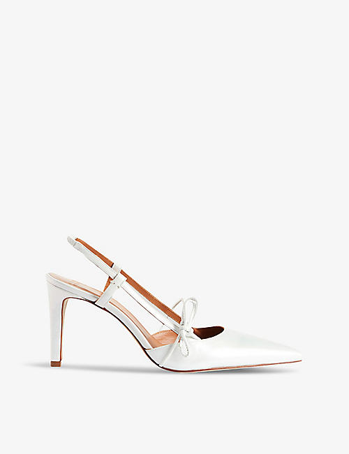 CLAUDIE PIERLOT: Bow-embellished leather heeled courts
