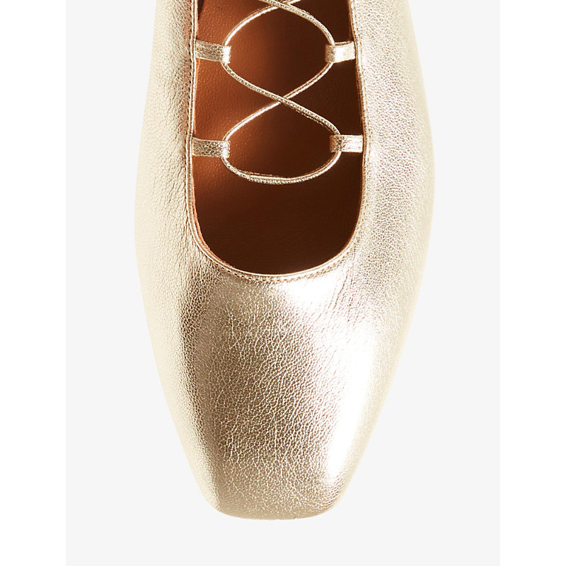 Shop Claudie Pierlot Women's Metalliques Augustin Pointed-toe Leather Ballet Flats