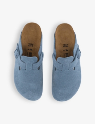 BIRKENSTOCK: Boston logo-embossed suede clogs