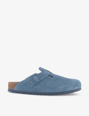 BIRKENSTOCK: Boston logo-embossed suede clogs