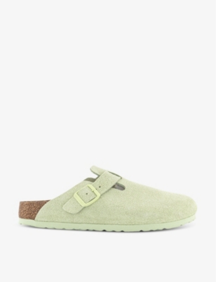 BIRKENSTOCK: Boston logo-embossed suede clogs