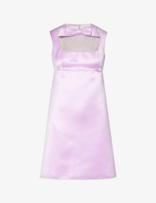Nina Ricci Bow-detail Satin-finish Minidress In Lime