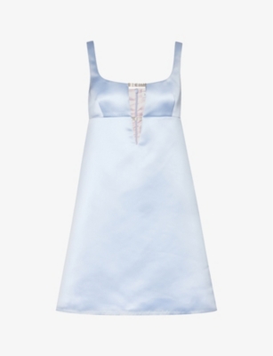 Shop Nina Ricci Women's Bluette Crystal-embellished Satin Mini Dress