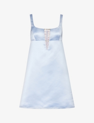 Nina Ricci Crystal-embellished Satin-finish Dress In Blue