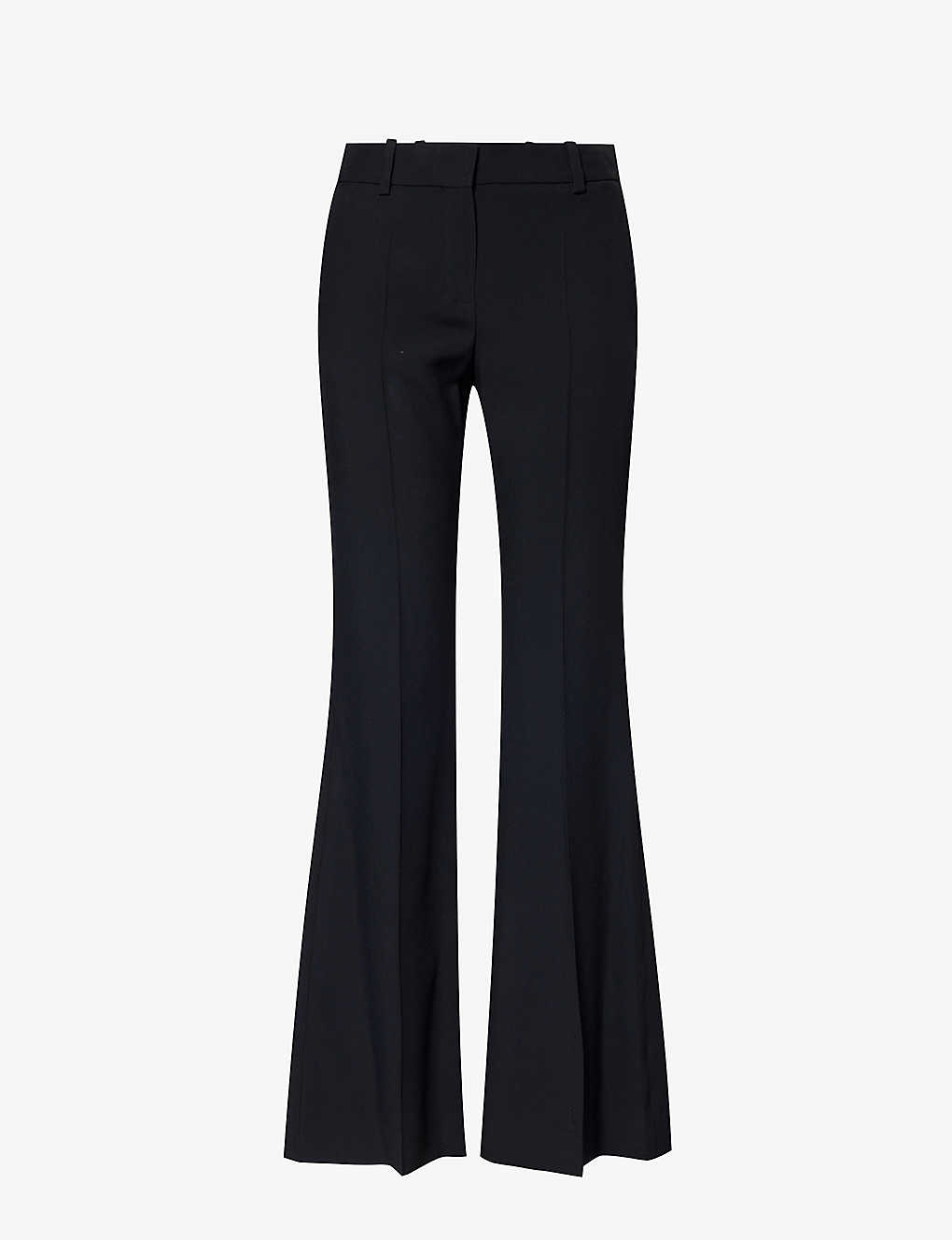 Shop Nina Ricci Womens Black Cady Flared-leg High-rise Woven Trousers