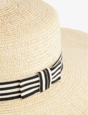 Shop Nina Ricci Capeline Bow-embellished Straw Hat In White