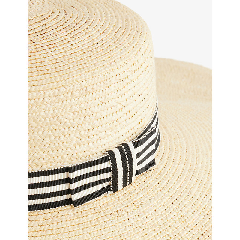Shop Nina Ricci Capeline Bow-embellished Straw Hat In White