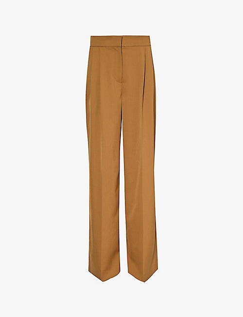 ERDEM: Pressed-crease relaxed-fit wide-leg high-rise woven-blend trousers
