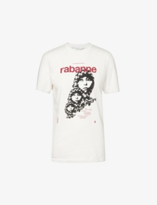Shop Rabanne Women's Coconut Milk Graphic-print Round-neck Cotton-jersey T-shirt